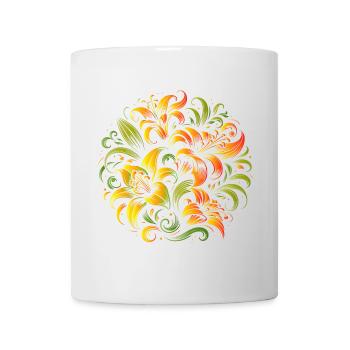 bunter Lilien Strauß elegant und geschwungen - Tasse - Weiß - Vorne