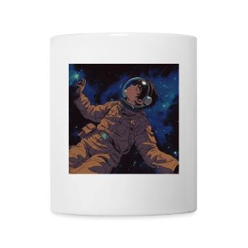 80s anime guy listening to music in space - Mug - white - Front