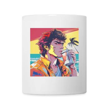 80er Jahre Anime Typ beruhigender hochwertiger Modedruck - Tasse - Weiß - Vorne