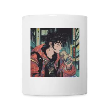80er Jahre Anime Typ beruhigender hochwertiger Modedruck - Tasse - Weiß - Vorne