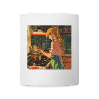 80er Jahre Anime Mädchen beruhigender hochwertiger Modedruck - Tasse - Weiß - Vorne