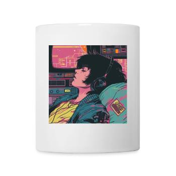 80er Jahre Anime Typ beruhigender hochwertiger Modedruck - Tasse - Weiß - Vorne