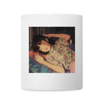 80s anime girl calming high quality fashion print - Mug - white - Front