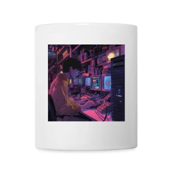 80s anime girl calming high quality fashion print - Mug - white - Front