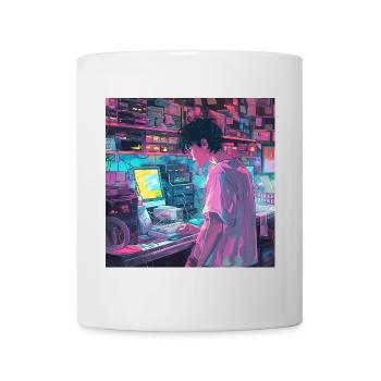 80er Jahre Anime Typ beruhigender hochwertiger Modedruck - Tasse - Weiß - Vorne