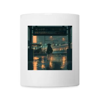 80er Jahre Anime Mädchen beruhigender hochwertiger Modedruck - Tasse - Weiß - Vorne