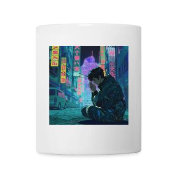 80er Jahre Anime Mädchen beruhigender hochwertiger Modedruck - Tasse - Weiß - Vorne