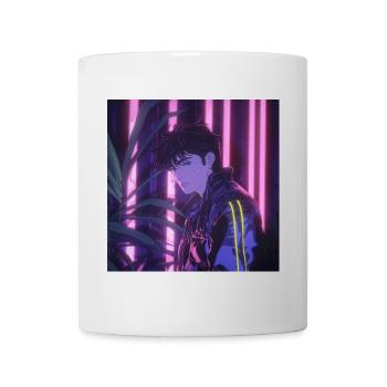 80s anime guy calming high quality fashion print - Mug - white - Front