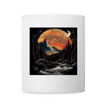 Setting Mountains and Forest at Night - Mug - white - Front