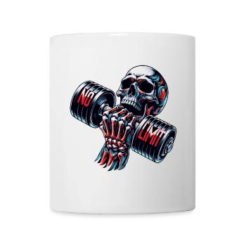Crâne de musculation No Limit Workout avec haltère - Mug blanc - blanc - Devant