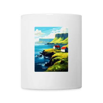 Affiche de voyage vintage des îles Féroé Danemark WPA Art - Mug blanc - blanc - Devant