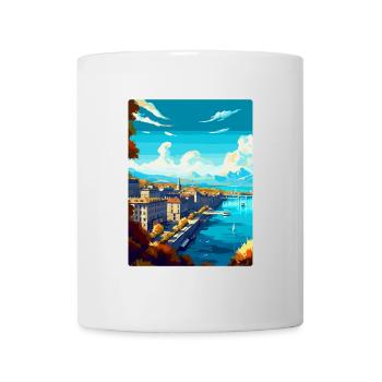 Genf Schweiz Vintage Reiseplakat Souvenir - Tasse - Weiß - Vorne