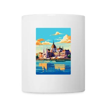 Budapest Ungarn Vintage Reiseplakat Souvenir - Tasse - Weiß - Vorne