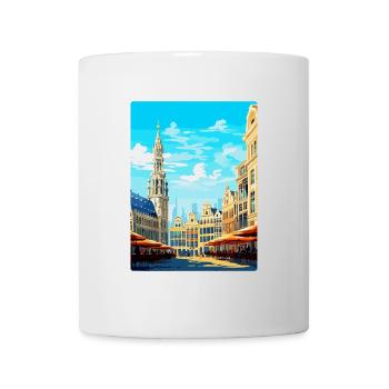 Brussels Belgium Vintage Travel Poster Souvenir - Mug - white - Front