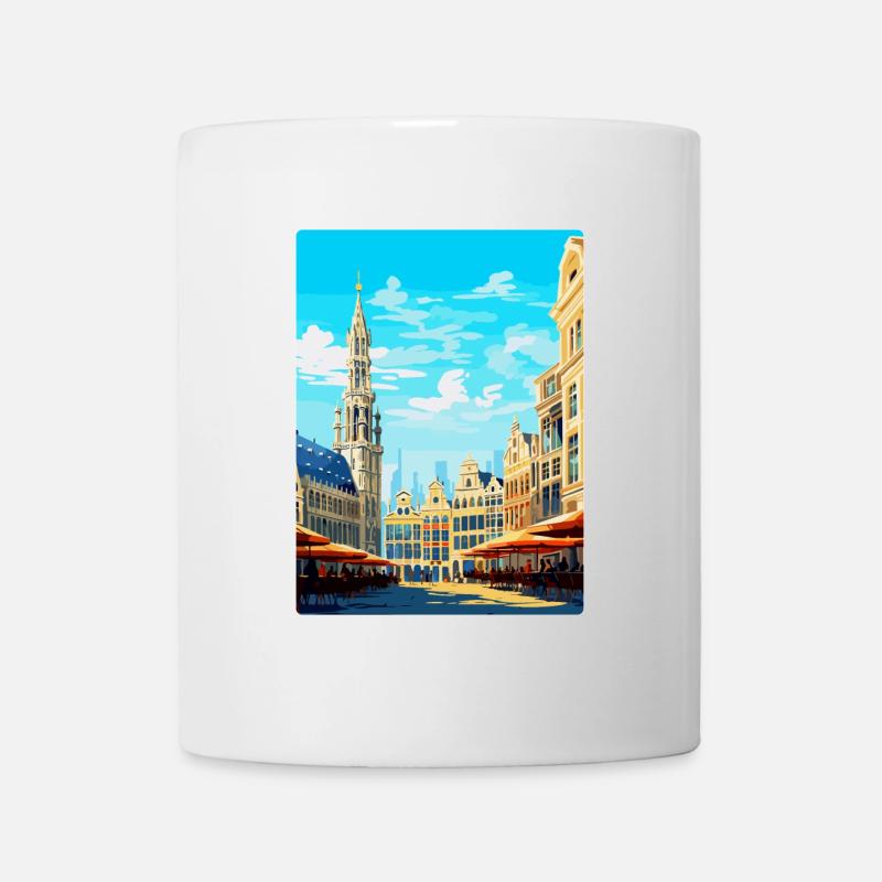 Brüssel Belgien Vintage Reiseplakat Souvenir - Tasse - Weiß