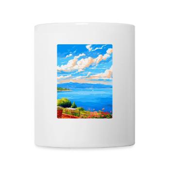 Lac de Bracciano Italie Affiche de voyage vintage WPA Art - Mug blanc - blanc - Devant