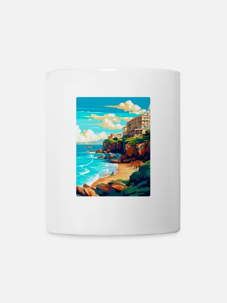 Biarritz France Affiche de voyage vintage Souvenir WPA - Mug blanc - blanc