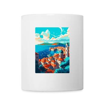Dubrovnik Croatie Poster de voyage vintage souvenir - Mug blanc - blanc - Devant
