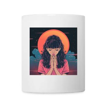 80er Jahre Anime Mädchen beruhigender hochwertiger Modedruck - Tasse - Weiß - Vorne