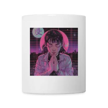 80s anime girl calming high quality fashion print - Mug - white - Front