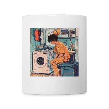 80er Jahre Anime Typ beruhigender hochwertiger Modedruck - Tasse - Weiß - Vorne