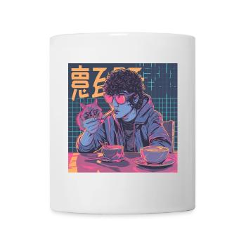 80er Jahre Anime Typ beruhigender hochwertiger Modedruck - Tasse - Weiß - Vorne