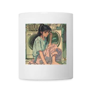 80s anime girl calming high quality fashion print - Mug - white - Front