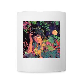 80er Jahre Anime Typ beruhigender hochwertiger Modedruck - Tasse - Weiß - Vorne