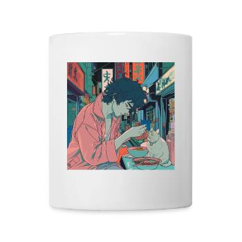 80er Jahre Anime Typ beruhigender hochwertiger Modedruck - Tasse - Weiß - Vorne