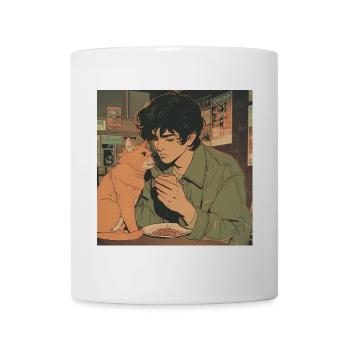 80er Jahre Anime Typ beruhigender hochwertiger Modedruck - Tasse - Weiß - Vorne