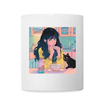 80s anime girl calming high quality fashion print - Mug - white - Front