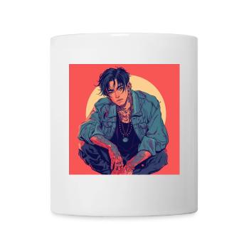 80er Jahre Anime Typ beruhigender hochwertiger Modedruck - Tasse - Weiß - Vorne