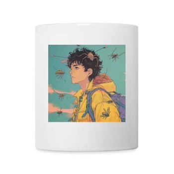 80er Jahre Anime Typ beruhigender hochwertiger Modedruck - Tasse - Weiß - Vorne