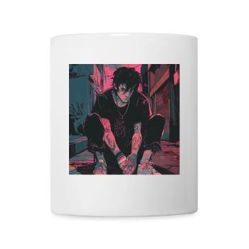 80er Jahre Anime Typ beruhigender hochwertiger Modedruck - Tasse - Weiß - Vorne