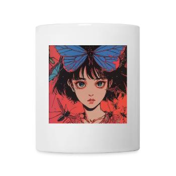 80s anime girl calming high quality fashion print - Mug - white - Front