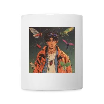 80er Jahre Anime Typ beruhigender hochwertiger Modedruck - Tasse - Weiß - Vorne