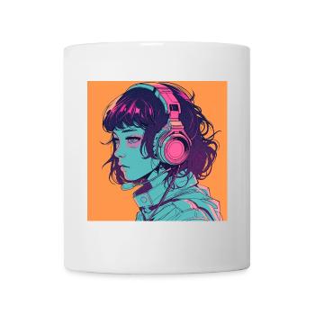 80er Jahre Anime Mädchen beruhigender hochwertiger Modedruck - Tasse - Weiß - Vorne