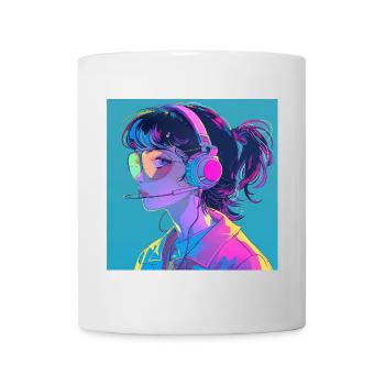 80s anime girl calming high quality fashion print - Mug - white - Front