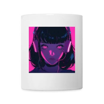 80er Jahre Anime Mädchen beruhigender hochwertiger Modedruck - Tasse - Weiß - Vorne