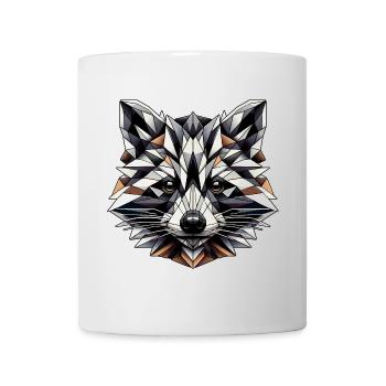 geometric raccoon head - polygons motif - Mug - white - Front