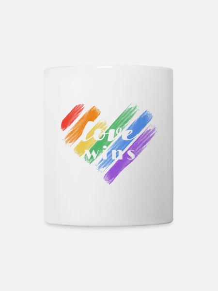 Liebe gewinnt – Regenbogenfarben - Tasse - Weiß