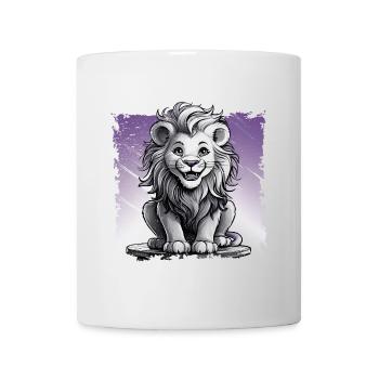 Lion comic, laughing sitting on stool | Poster - Mug - white - Front