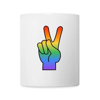 Regenbogen Peace Zeichen - Tasse - Weiß - Vorne