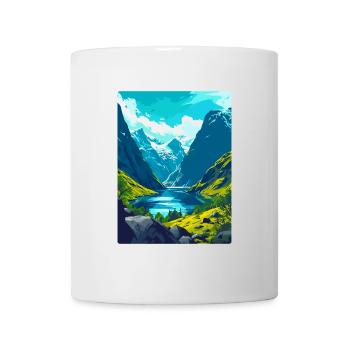 Die Fjorde Norwegen Vintage Reiseplakat Souvenir - Tasse - Weiß - Vorne