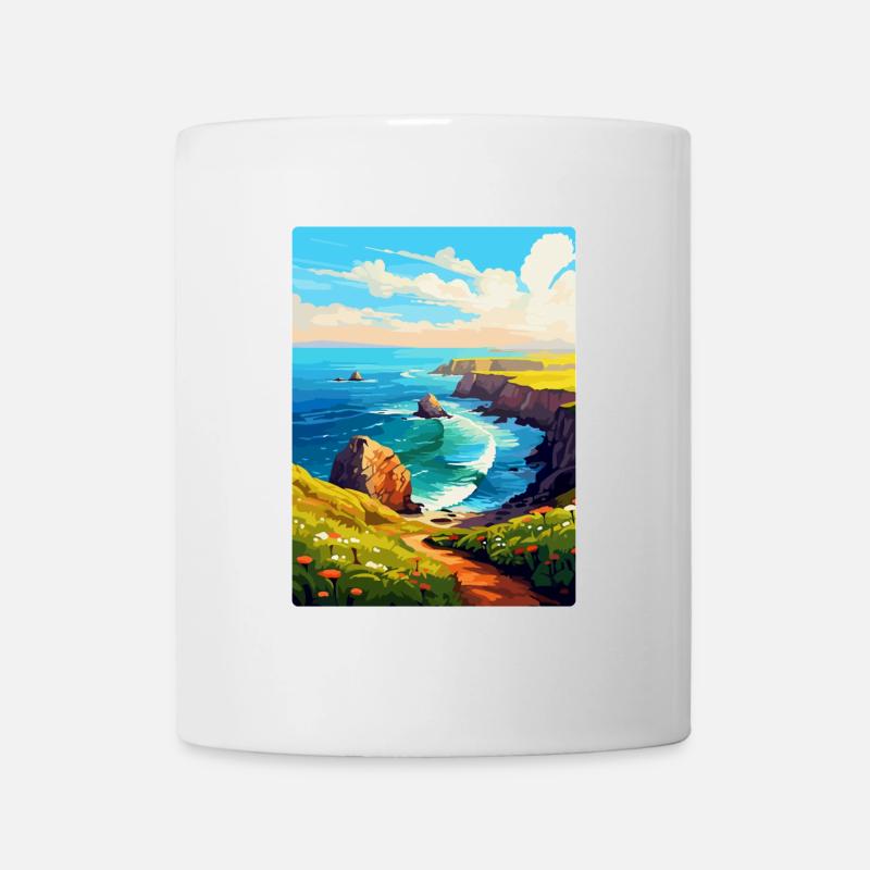 Lands End Cornouailles Angleterre Royaume-Uni Affiche de voyage WPA - Mug blanc - blanc