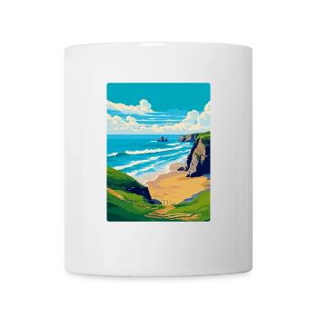 Bedruthan Steps Cornwall England Uk Travel Poster - Mug - white - Front