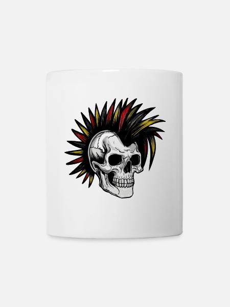 Irokese Deutschland Punker Fussballfan Skull - Tasse - Weiß