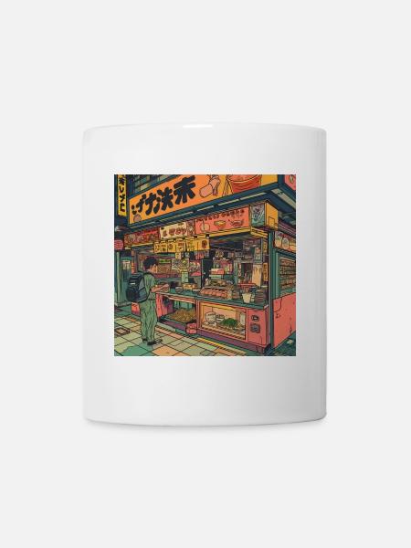 80s anime teen calming high quality fashion print - Mug - white