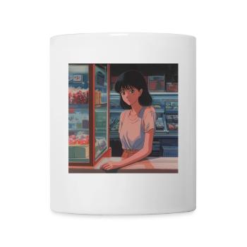 80er Jahre Anime Teen Beruhigender Hochwertiger Modedruck - Tasse - Weiß - Vorne