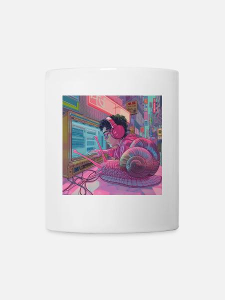 80s anime teen calming high quality fashion print - Mug - white